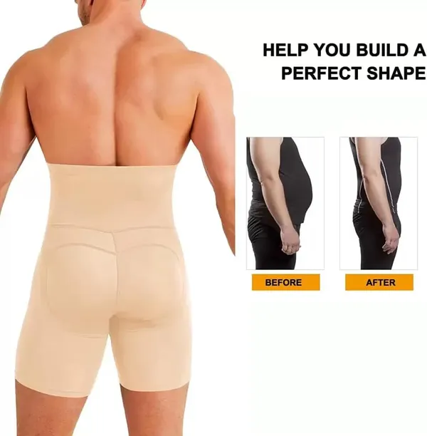 KROYWEN_Men's_Naylon_High_Waist_Tummy_Control_Seamless_Compression_Shorts_Slimming_Underwear_for_Body_Shaping_Beige