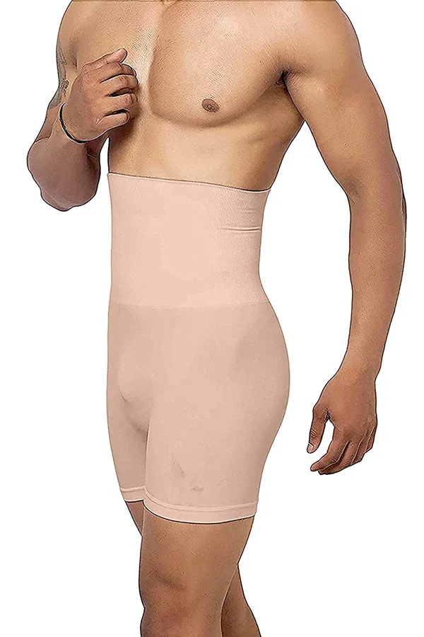 KROYWEN_Men's_Naylon_High_Waist_Tummy_Control_Seamless_Compression_Shorts_Slimming_Underwear_for_Body_Shaping_Beige