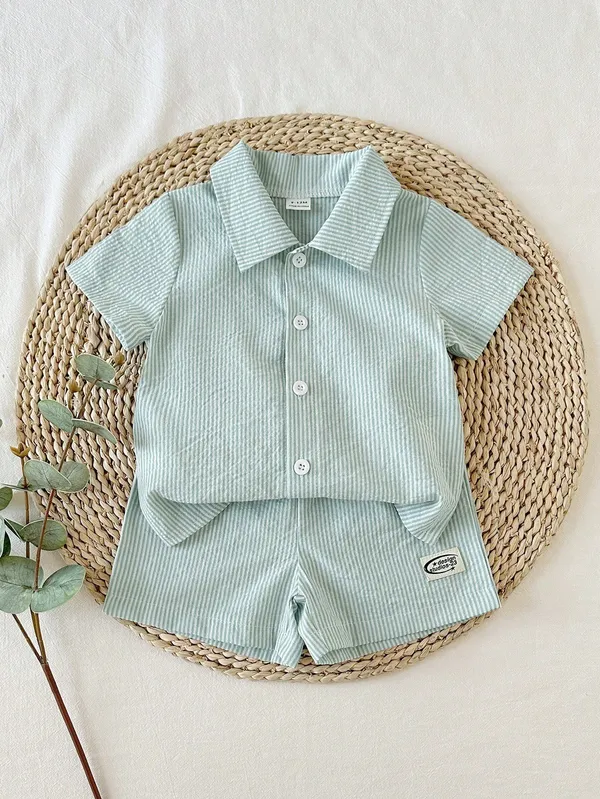 Premium_Baby_Boys’_Mint_Green_Striped_Shirt_&_Shorts_Set_|_Cotton_Casual_Co-ord_Set