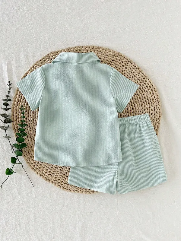 Premium_Baby_Boys’_Mint_Green_Striped_Shirt_&_Shorts_Set_|_Cotton_Casual_Co-ord_Set