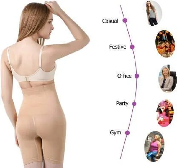 KROYWEN_4-in-1_Shaper_-_Tummy,_Back,_Thighs,_HIPS_-_Black/Efffective_Seamless_Tummy_Tucker_Shapewear_Body_Shaper_Best_While/for_Gym_Yoga_Exercise_Dance_Walk_Aerobics_Jogging_(Beige)
