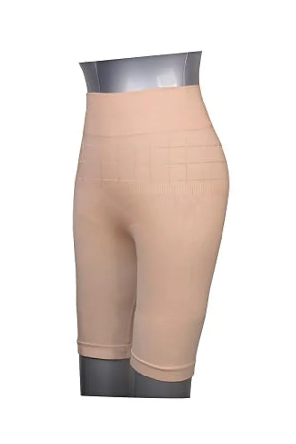 KROYWEN_Tummy_Tucker_Women's_High_Waist_Shapewear_with_Anti_Rolling_Strip_Tummy_Control_(Beige_Pack_of_2)