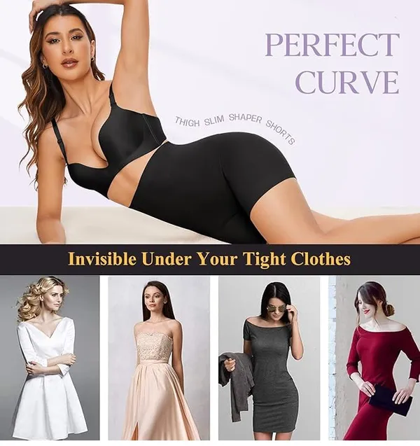 KROYWEN_Women_Shapewear_Shorts_Tummy_Control_Shapewear_Invisible_Shaping_Shorts_High_Waisted_Body_Shaper_Shorts_Under_Dress_(Fits_Waist_:_30_to_38_Inch)_(Black,_L)