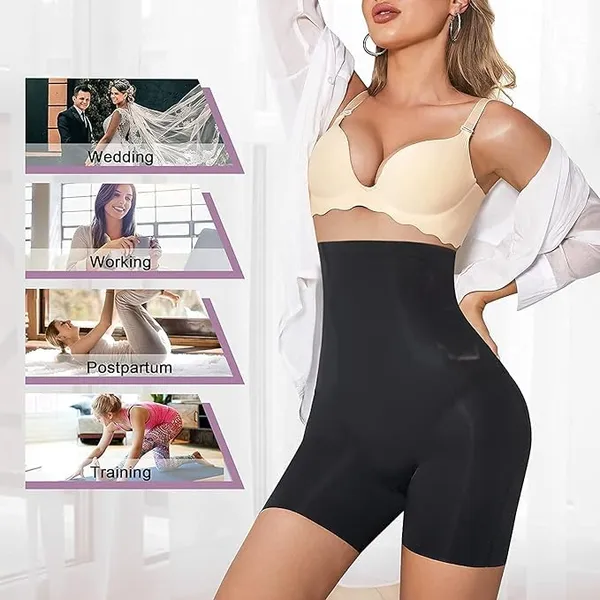 KROYWEN_Fashion_High_Waist_Belly_Pants_Women_Corset_Waist_Lifting_Hip_Shaper_Pants_Plus_Size,_Color(Black_and_Skin),_Size(32_Till_40),_Pack_of_1_Tummy_shepar_Black_(Black)