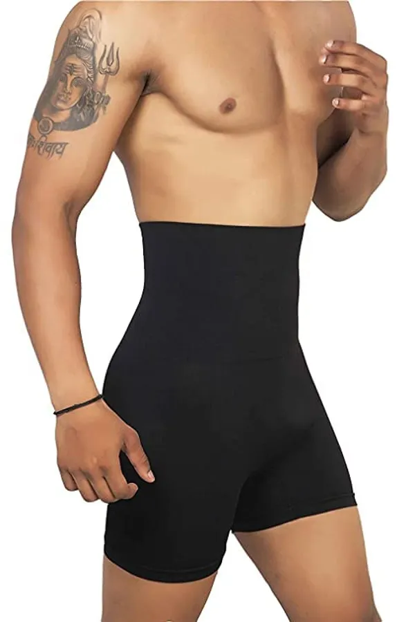 KROYWEN_Men_Body_Shaper_Belly_Girdle_Boxer_Stomach_Fitness_for_Exercise_&_Workout_Briefs_(Black,_2XL)