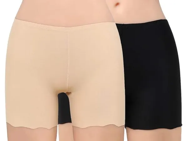 KROYWEN_Women's_High_Coverage_Super_Combed_Cotton_Elastane_Stretch_Mid_Waist_Boy_Shorts_with_Concealed_Waistband_and_StayFresh_Treatment_(Skin_and_Black)