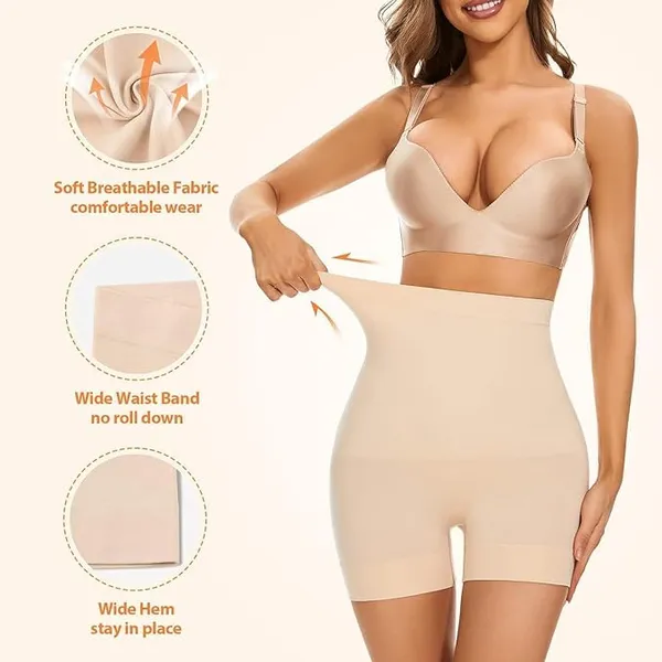 KROYWEN_Shapewear_for_Women_High_Waist_Tummy_Tucker_Women_Shapewear_Skin_Color_Body_Shaper_for_Women_for_Belly_Control_Tummy_Tucker_High_Waist_Shapewear_(Skin_and_Black,_L)