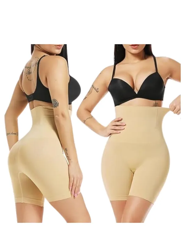 KROYWEN_Tummy_Tucker_Women's_High_Waist_Shapewear_with_Tummy_Shaper_and_Thigh_Slimming_Technology_Comfortable_Everyday_Slimming_Panty_(Beige_and_Black)