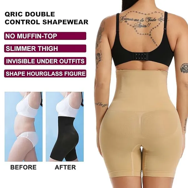 KROYWEN_Tummy_Tucker_Waist_Shapewear_with_Anti_Rolling_Strip_Control_Panties_Body_Shapewear_for_Women_Tummy_(Beige,Black)