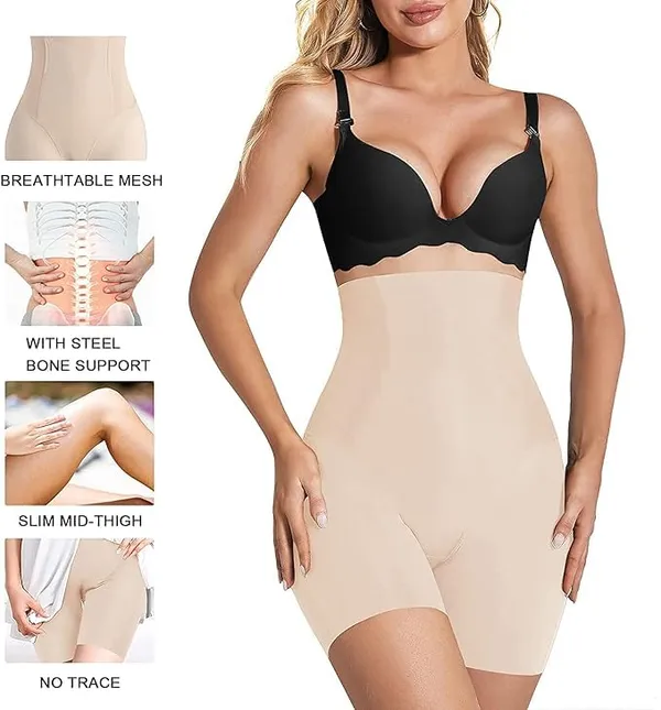 KROYWEN_Shapewear_Waist_Trainer_Slim_Belt_Tummy_Control_Tummy_and_Thigh_Shaper_for_Women_and_Girls_(Beige)