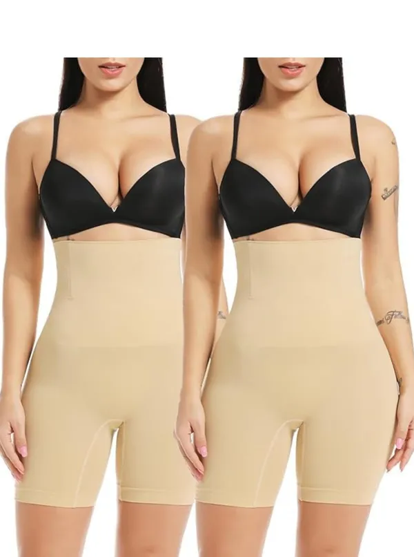 KROYWEN_Tummy_Tucker_Waist_Shapewear_with_Anti_Rolling_Strip_Control_Panties_(Free-Size_Fits_32-36)_(Beige_Pack_of_2)