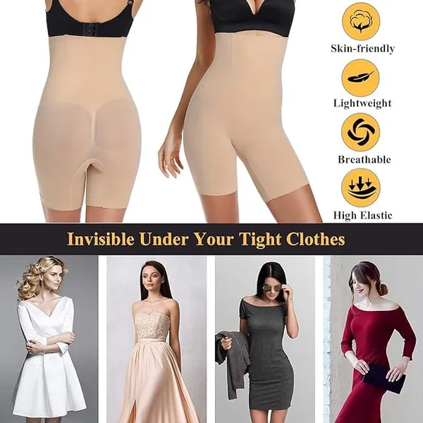 KROYWEN_Tummy_Tucker_Waist_Shapewear_with_Anti_Rolling_Strip_Control_Panties_(Free-Size_Fits_32-36)_(Beige_Pack_of_2)