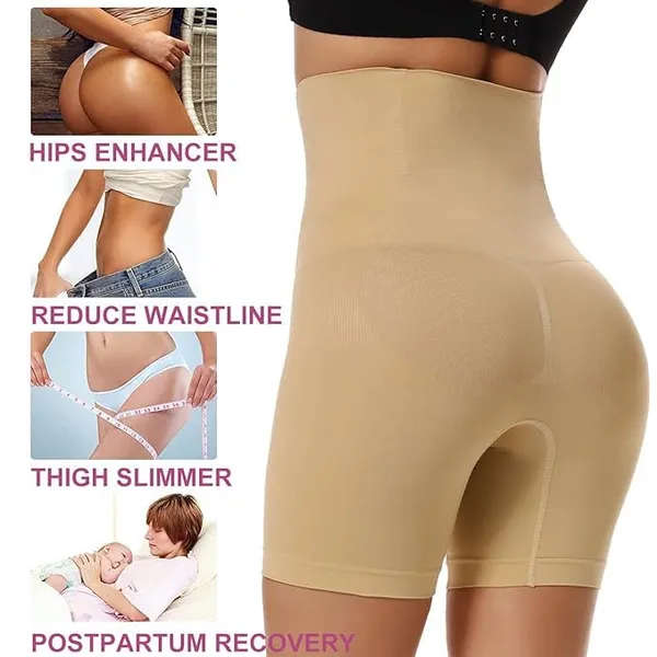 KROYWEN_Tummy_Tucker_Waist_Shapewear_with_Anti_Rolling_Strip_Control_Panties_(Free-Size_Fits_32-36)_(Beige_Pack_of_2)