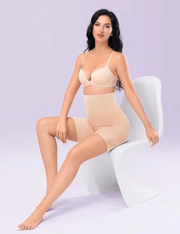 KROYWEN_Women_Shapewear_Shorts_Tummy_Control_Shapewear_Invisible_Shaping_Shorts_High_Waisted_Body_Shaper_Shorts_Under_Dress_(Fits_Waist_:_30_to_38_Inch)_(Skin,_3XL)