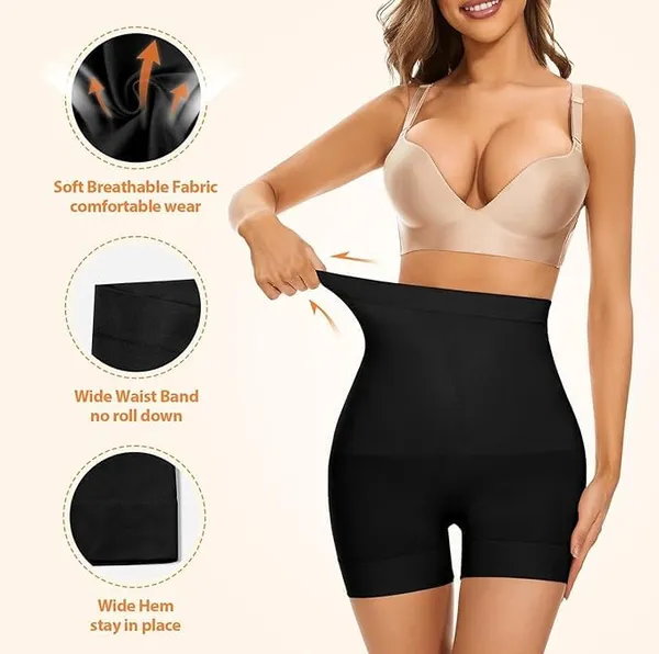 KROYWEN_Tummy_Control_Shapewear_Shorts_for_Women_High_Waisted_Body_Shaper_(Skin_and_Black,_2XL)