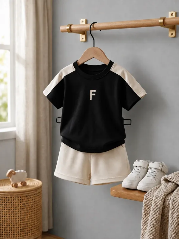 Trendy_Black_&_Cream_T-Shirt_Shorts_Co-Ord_Set_for_Boys_|_Stylish_Casual_Summer_Outfit_|_Kids_2-Piece_Set_Stylish_Look_•_Smart_Comfort_•_Everyday_Ready_👦🏻✨