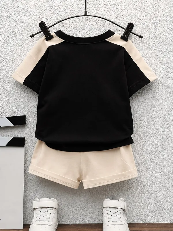 Trendy_Black_&_Cream_T-Shirt_Shorts_Co-Ord_Set_for_Boys_|_Stylish_Casual_Summer_Outfit_|_Kids_2-Piece_Set_Stylish_Look_•_Smart_Comfort_•_Everyday_Ready_👦🏻✨