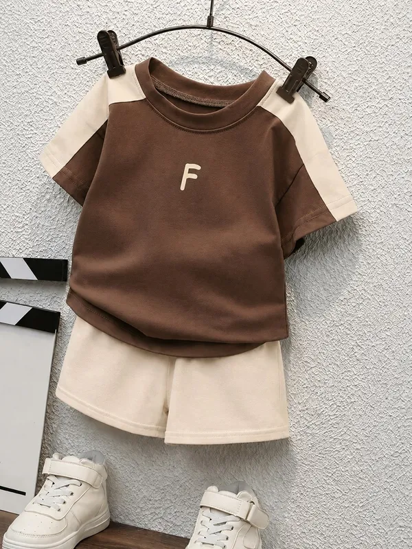 Trendy_Brown_&_Cream_T-Shirt_Shorts_Co-Ord_Set_for_Boys_|_Stylish_Casual_2-Piece_Kids_Outfit_|_Summer_&_Everyday_Wear_Brown_&_Cream_Boys_Co-Ord_Set_🤎🤍