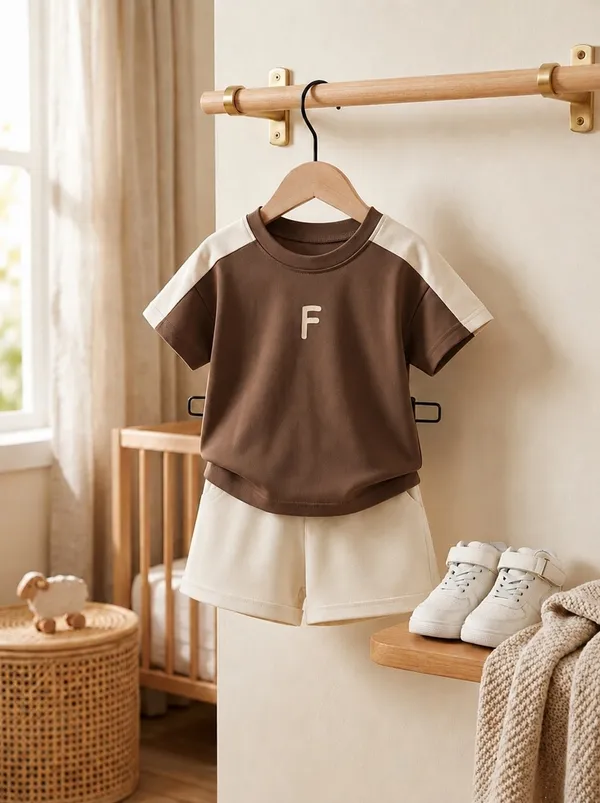 Trendy_Brown_&_Cream_T-Shirt_Shorts_Co-Ord_Set_for_Boys_|_Stylish_Casual_2-Piece_Kids_Outfit_|_Summer_&_Everyday_Wear_Brown_&_Cream_Boys_Co-Ord_Set_🤎🤍