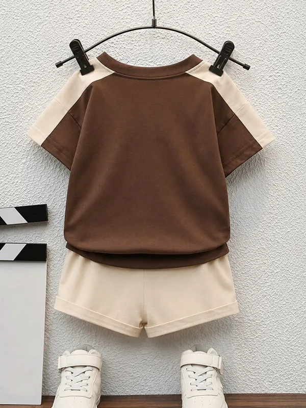 Trendy_Brown_&_Cream_T-Shirt_Shorts_Co-Ord_Set_for_Boys_|_Stylish_Casual_2-Piece_Kids_Outfit_|_Summer_&_Everyday_Wear_Brown_&_Cream_Boys_Co-Ord_Set_🤎🤍