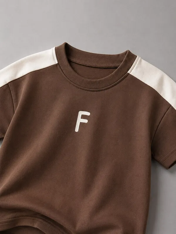 Trendy_Brown_&_Cream_T-Shirt_Shorts_Co-Ord_Set_for_Boys_|_Stylish_Casual_2-Piece_Kids_Outfit_|_Summer_&_Everyday_Wear_Brown_&_Cream_Boys_Co-Ord_Set_🤎🤍
