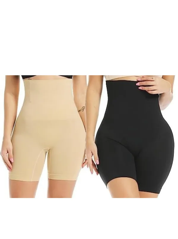 KROYWEN_Women's_Cotton_Tummy_Back,_Thighs,_HIPS_-_Black/Efffective_Seamless_High_Waisted_Body_Shaper_Shorts_Tummy_Control_Thigh_Slimming_(Pack_of_2)_Free_Size...