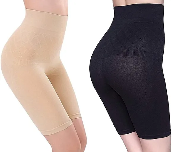 KROYWEN_Tucker_Women's_High_Waist_with_Anti_Rolling_Strips_Shapewear_for_Women,_Tummy_Shaper_Comfortable_Seamless_Shapewear_Beige,Black