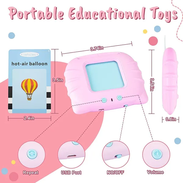 KROYWEN_Talking_Flash_Cards_for_Early_Educational_Learning_Toy_|_Electronic_English_Words_Reading_Flashcards_Toy_for_Kids_|_Best_Gift_for_Baby_&_Toddler
