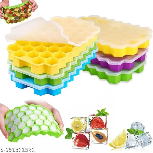 Reusable_Yellow_Silicone_Ice_Cube_Mold_Tray_For_Kitchen