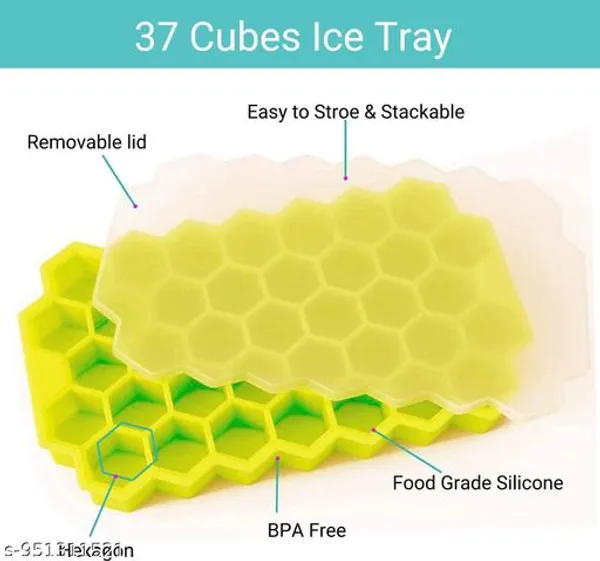 Reusable_Yellow_Silicone_Ice_Cube_Mold_Tray_For_Kitchen