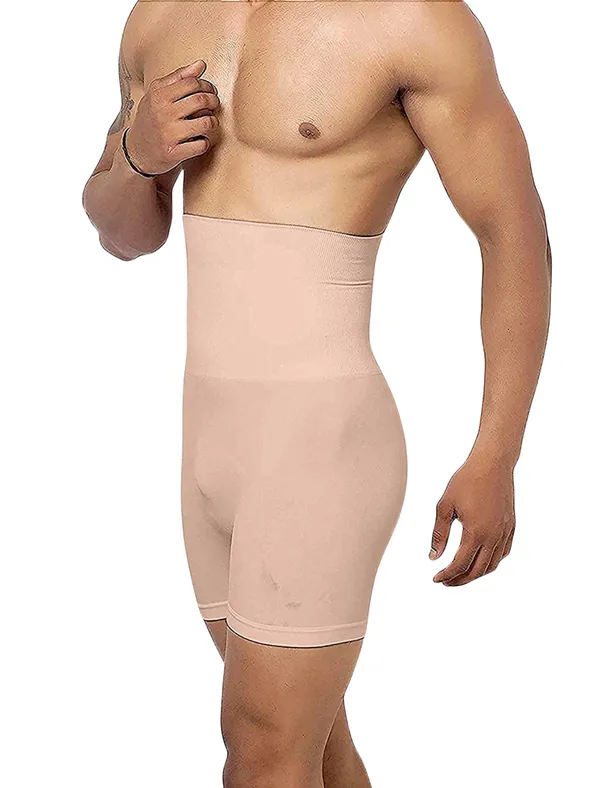 KROYWEN_Tummy_Tucker_Mens_High_Waist_Shapewear_with_Anti_Rolling_Strip_Tummy_Control_Panties_(Free-Size_Fits_32-36_Waist_Size)_Beige