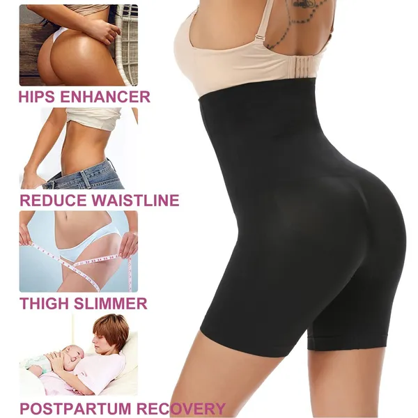 KROYWEN_Tummy_Tucker_Women's_Nylon_Spandex_High_Waist_with_Anti_Rolling_Strips_Shapewear_for_Women,_Shaper_Comfortable_Seamless_Waist_Cinchers..._Black