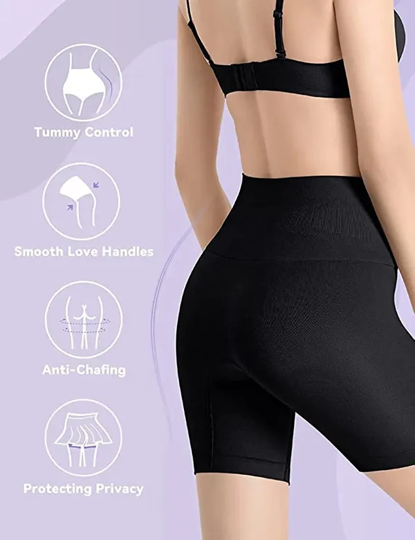 KROYWEN_Women's_Body_Shaper_Tummy_Control_High_Waist_Shapewear_Mid-Thigh_Slimmer_Shorts_Underwear_Butt_Lifter_Bodysuit_Panties_for_Daily_Compression_and_Posture_Support_Black