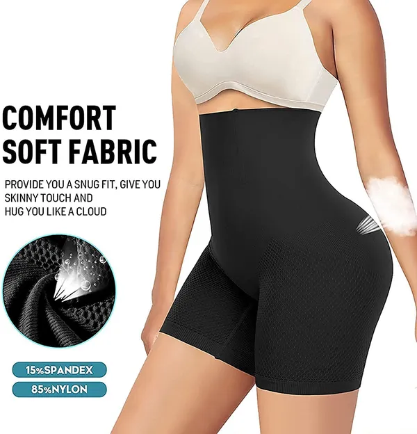 KROYWEN_Women's_Cotton_Nylon_Seamless_Wired_Tummy_Control_High_Waist_Black