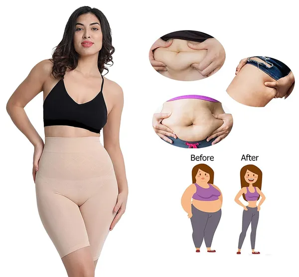 KROYWEN_Tummy_Tucker_Women's_Skin_Colour_Soild_High_Waist_Shapewear_with_Anti-Curling,Soft,Comfortable,Skin-Friendly_Tummy_Control_Panties_Beige