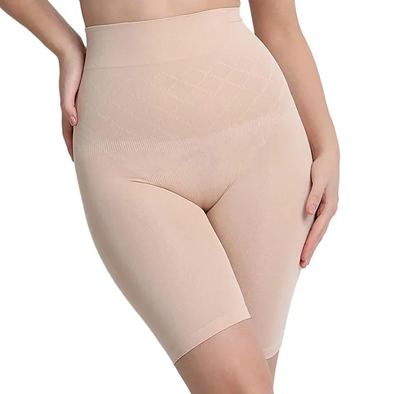 KROYWEN_Tummy_Tucker_Women's_Skin_Colour_Soild_High_Waist_Shapewear_with_Anti-Curling,Soft,Comfortable,Skin-Friendly_Tummy_Control_Panties_Beige