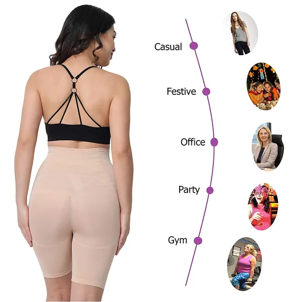 KROYWEN_Cotton_High_Waist_Panties_Tummy_Control_Underwear_Ladies_Briefs_Shapewear_Double_Layer_Half_Body_Shaper_Underwear_for_Women_Tummy_Control_Beige