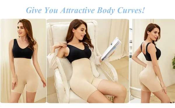 KROYWEN_4-in-1_Shaper_-_Tummy,_Back,_Thighs,_HIPS_Cotton_Comfort_Tummy_Shaper_Tummy_Tacker_Tummy_Tucker_High_Waist_(Free_Size)_Beige