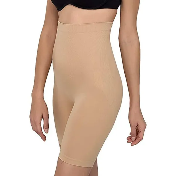 KROYWEN_Women's_Stretch_Cotton_Seamless_Tummy_Control_High_Waist_Shapewear_Beige_Blended_Fabric_Body_Shaper_for_Tummy_and_Thigh_Support_Gym_Wear_Ladies_Compression_Underwear