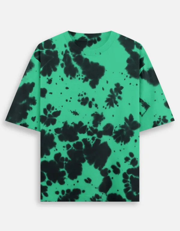 Green_Black_Cotton_Get_Tie_Dye_Oversized_T-Shirt_For_Unisex