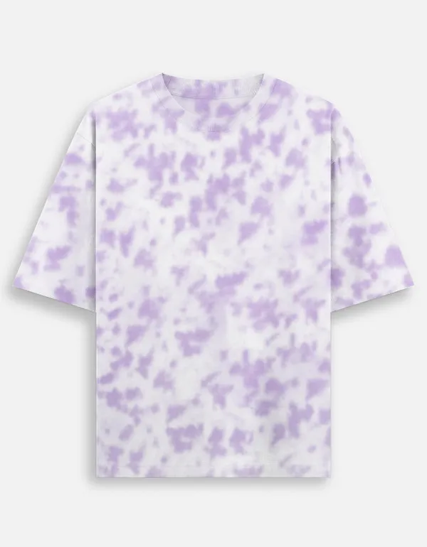White_Lavender_Cotton_Get_Tie_Dye_Oversized_T-Shirt_For_Unisex
