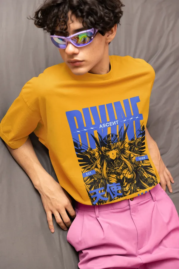 Mustard_Yellow_Cotton_Divine_Ascent_Oversized_T-Shirt_For_Unisex