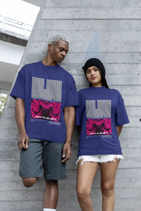 Royal_Blue_Cotton_Believe_Oversized_T-Shirt_For_Unisex