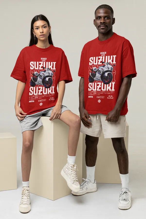 Red_Cotton_Suzuki_Oversized_T-Shirt_For_Unisex