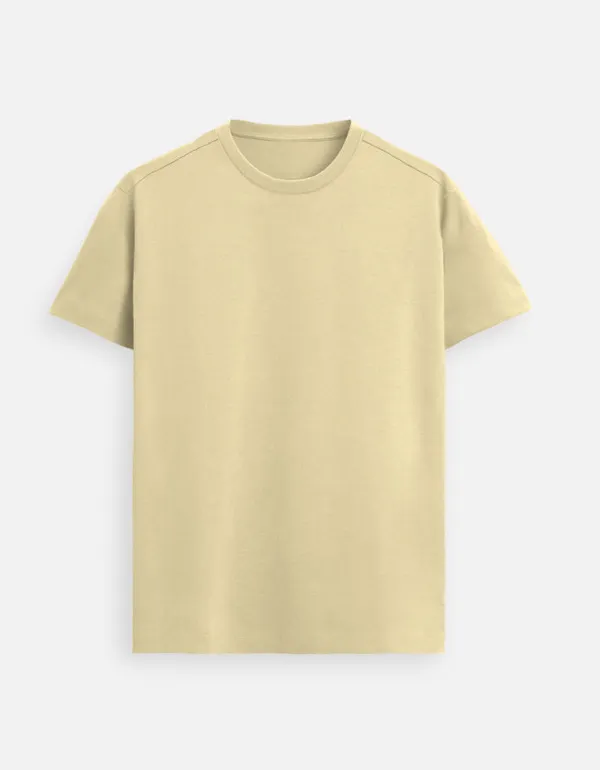 Beige_Cotton_Grt_Supima_T-Shirt_For_Unisex