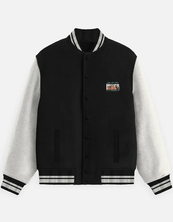 Black_Cotton_Never_Give_Up_Varsity_Jacket_For_Unisex