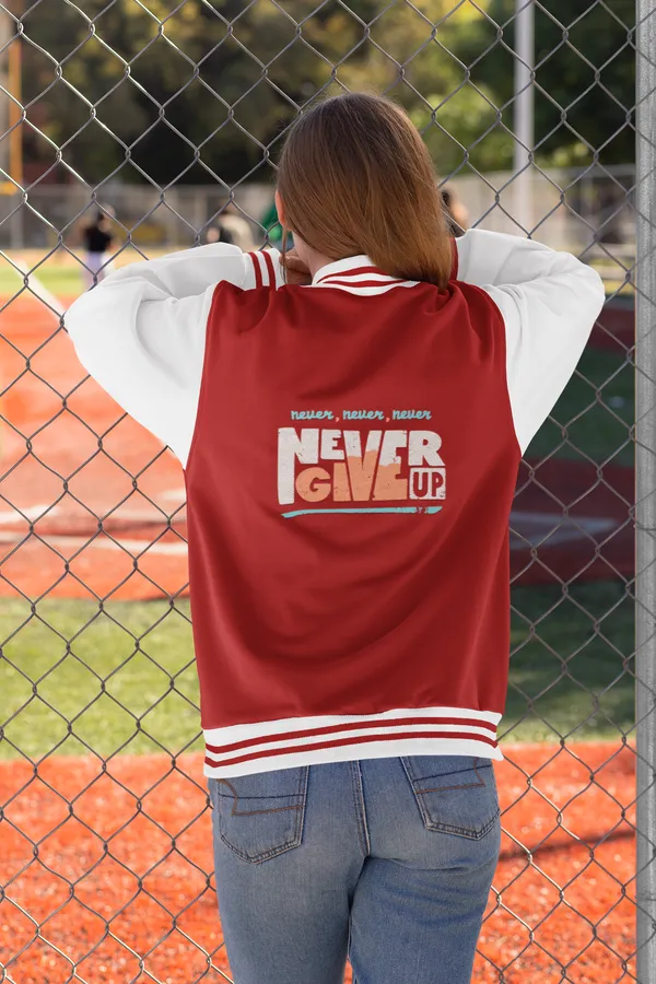Red_Cotton_Never_Give_Up_Varsity_Jacket_For_Unisex