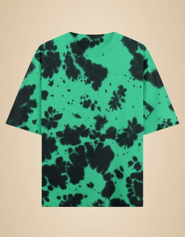 Green_Black_Cotton_Get_Tie_Dye_Oversized_T-Shirt_For_Unisex