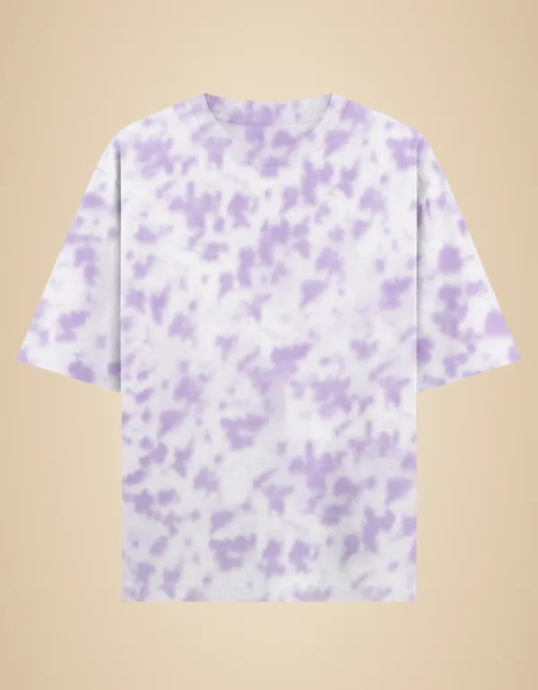 White_Lavender_Cotton_Get_Tie_Dye_Oversized_T-Shirt_For_Unisex