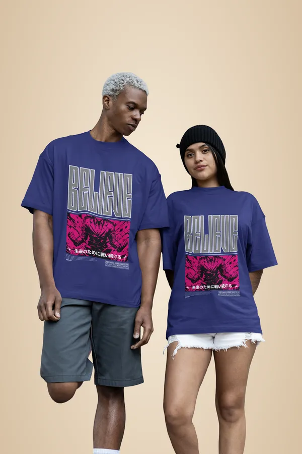 Royal_Blue_Cotton_Believe_Oversized_T-Shirt_For_Unisex